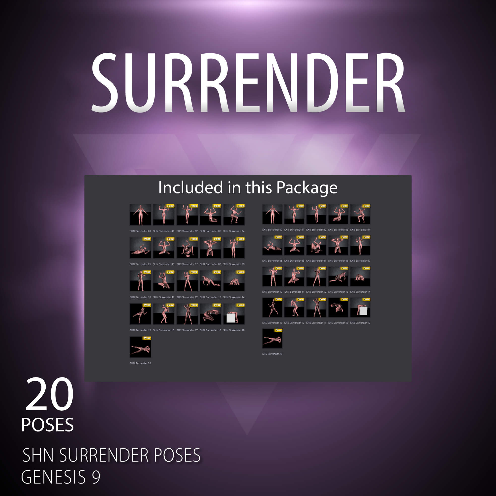 SHN Surrender Poses for Genesis 9 Daz Content