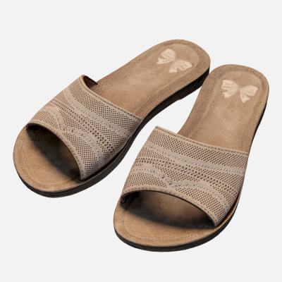 Beige Slide Sandals