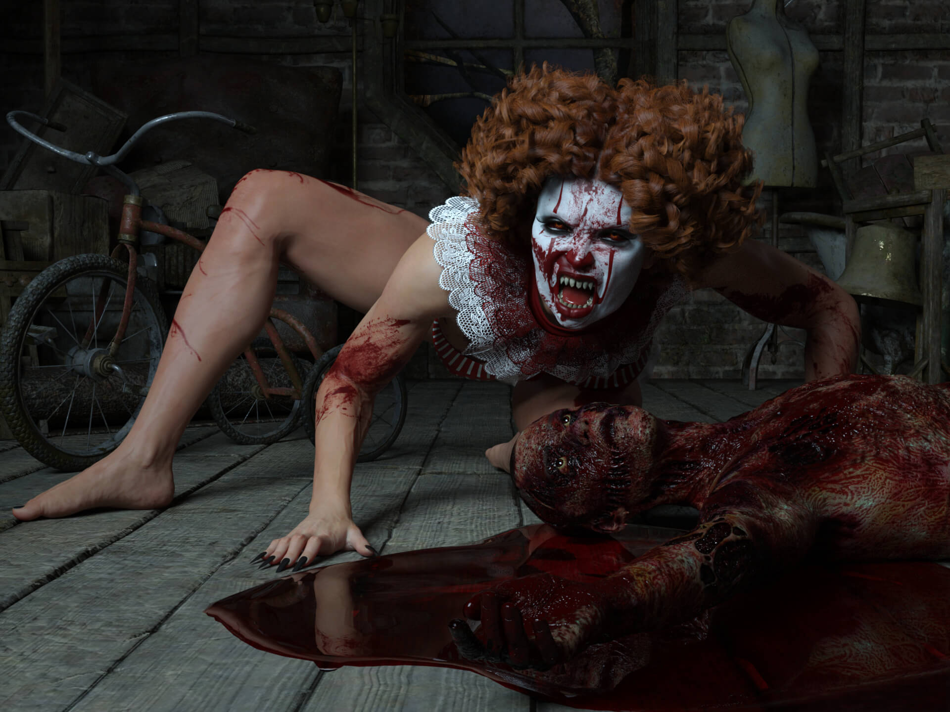 Evil Lives in the Attic 3D Render, Digital Artwork by sireza_47