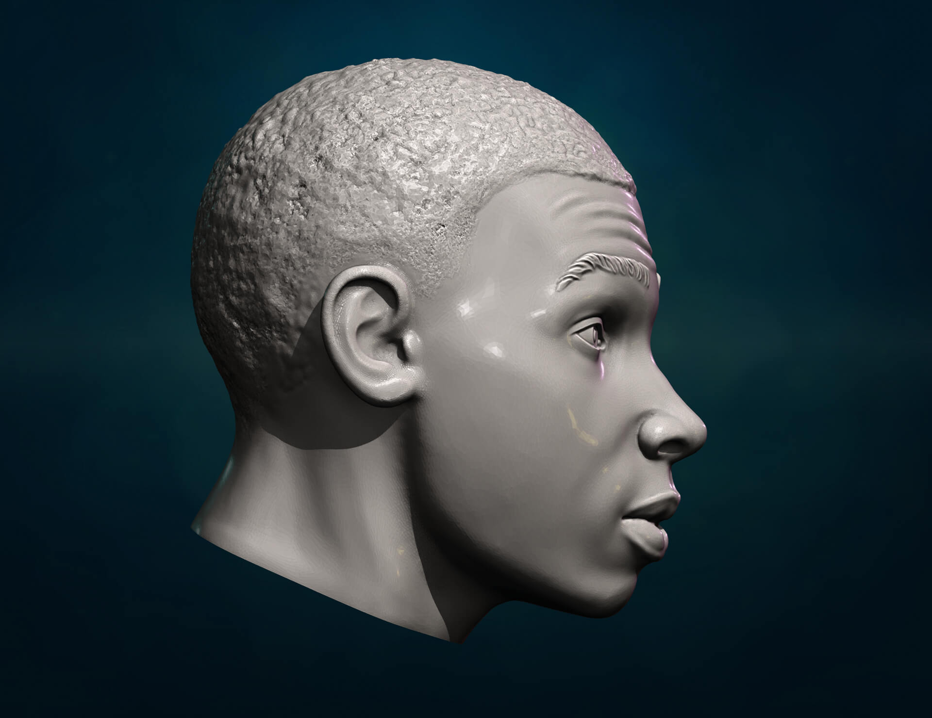 Black Mans Head 3D Model