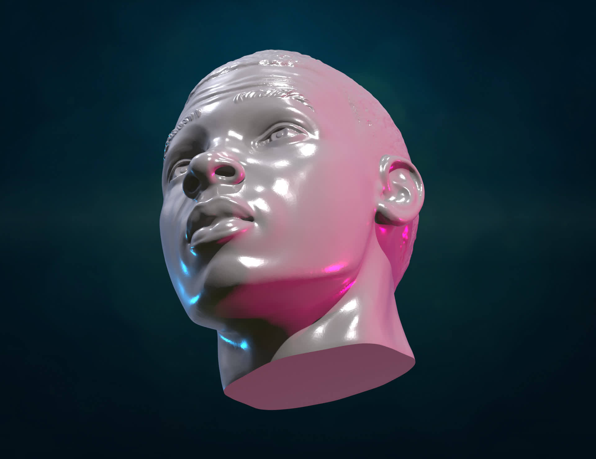 Black Mans Head 3D Model
