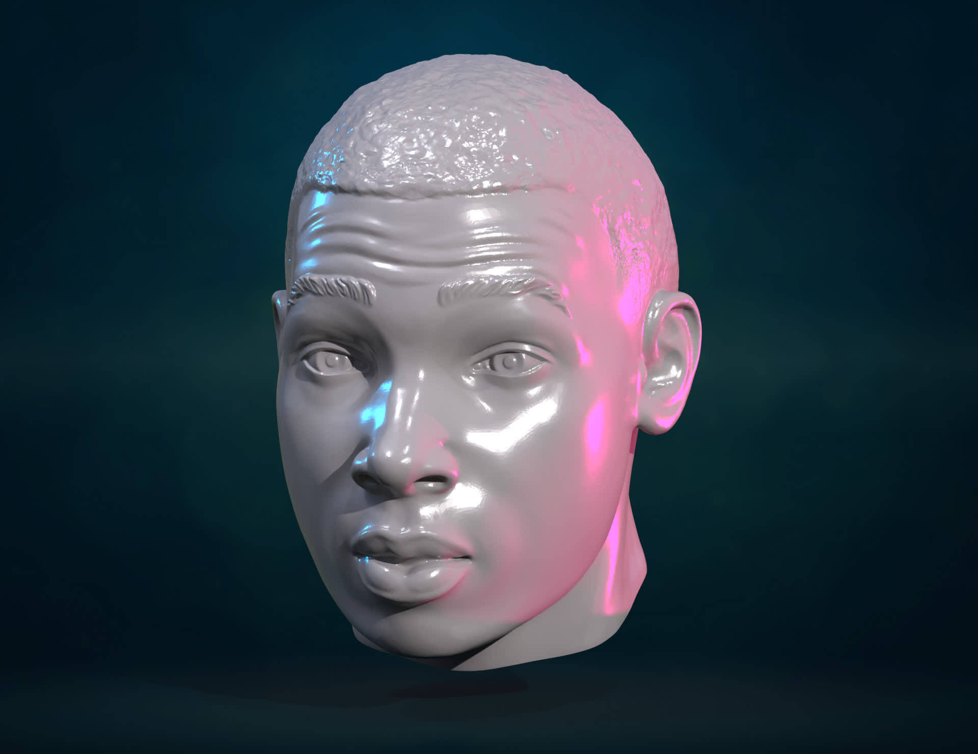 Black Mans Head 3D Model