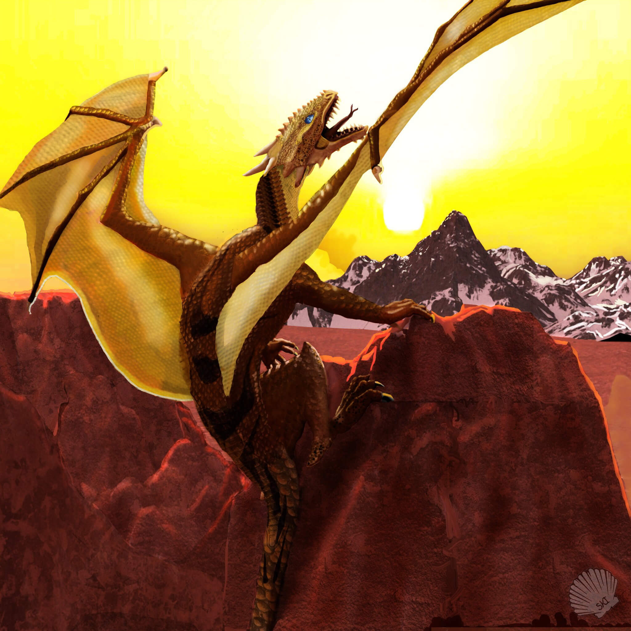 Desert Dragon 3D Render, Digital Artwork by skiblack732
