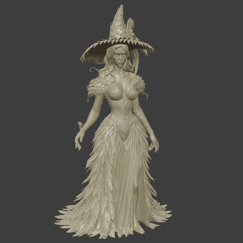 Dark Witch Miniature Printable 3D Model
