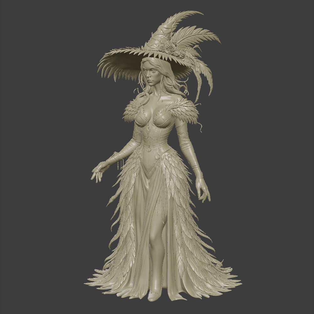 Dark Witch Miniature Printable 3D Model