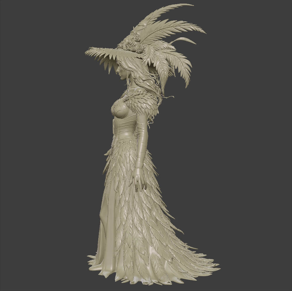 Dark Witch Miniature Printable 3D Model