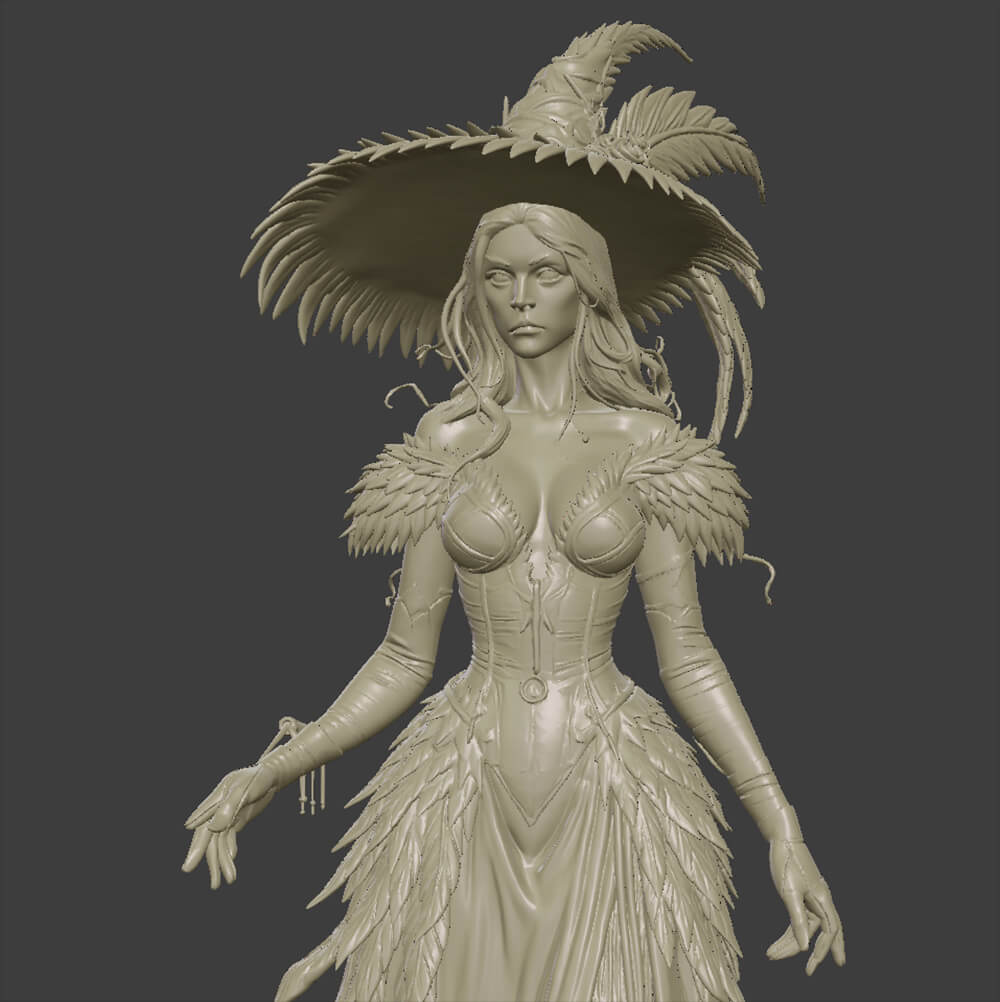 Dark Witch Miniature Printable 3D Model