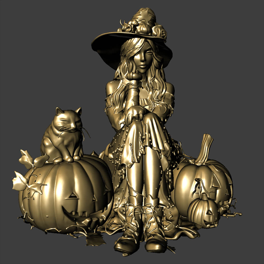 Witch Miniature Halloween 3D Model