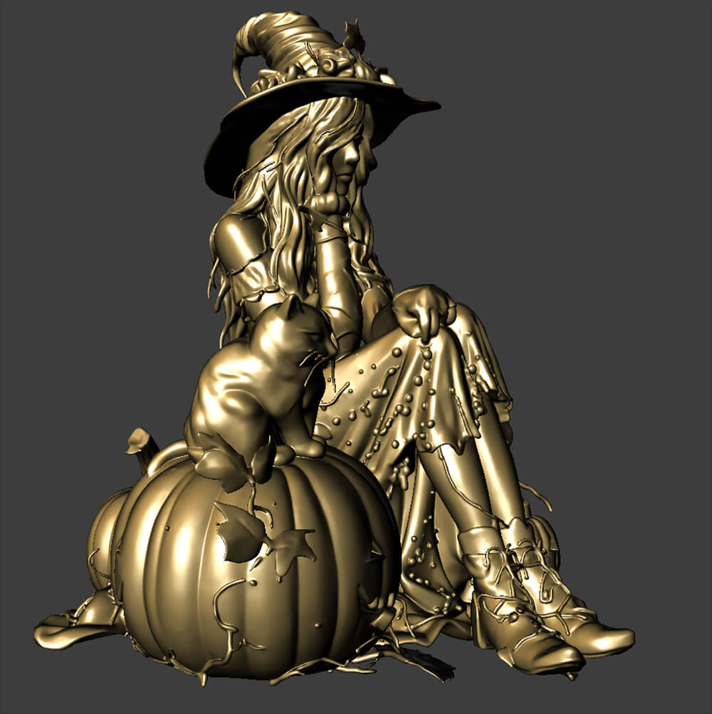 Witch Miniature Halloween 3D Model