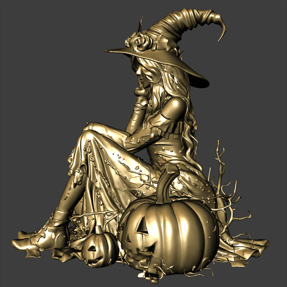 Witch Miniature Halloween 3D Model