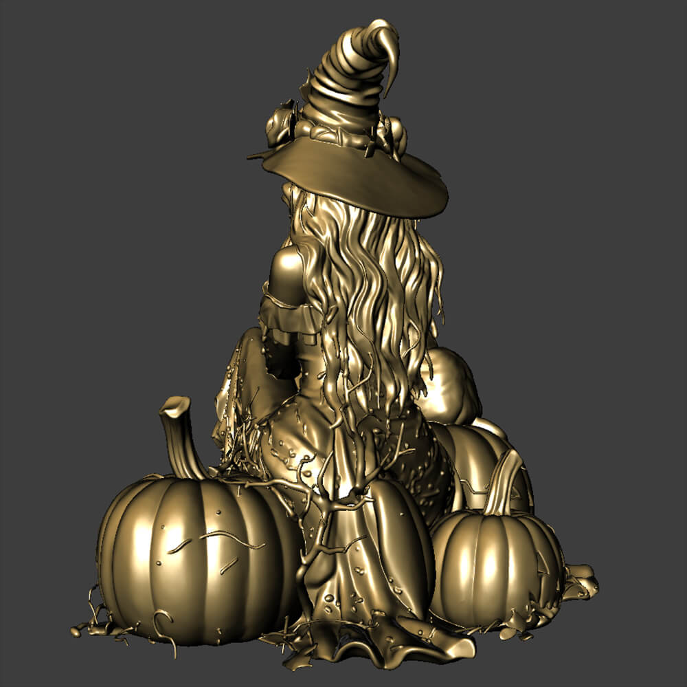 Witch Miniature Halloween 3D Model