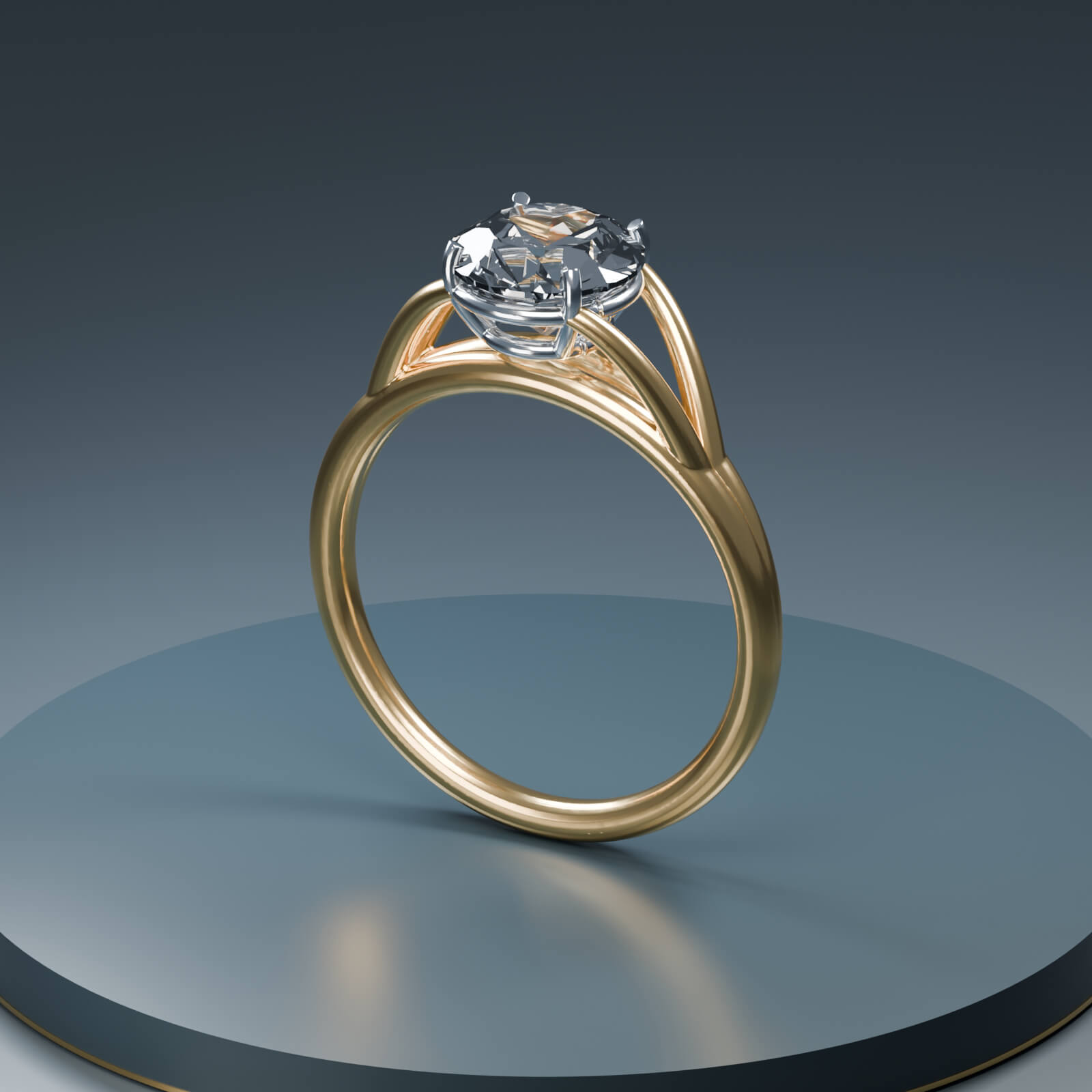 Aurelia Split Cathedral Diamond Ring Jewelry Model 3D Model