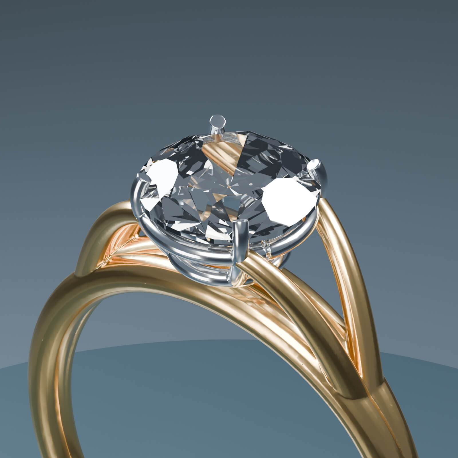 Aurelia Split Cathedral Diamond Ring Jewelry Model 3D Model