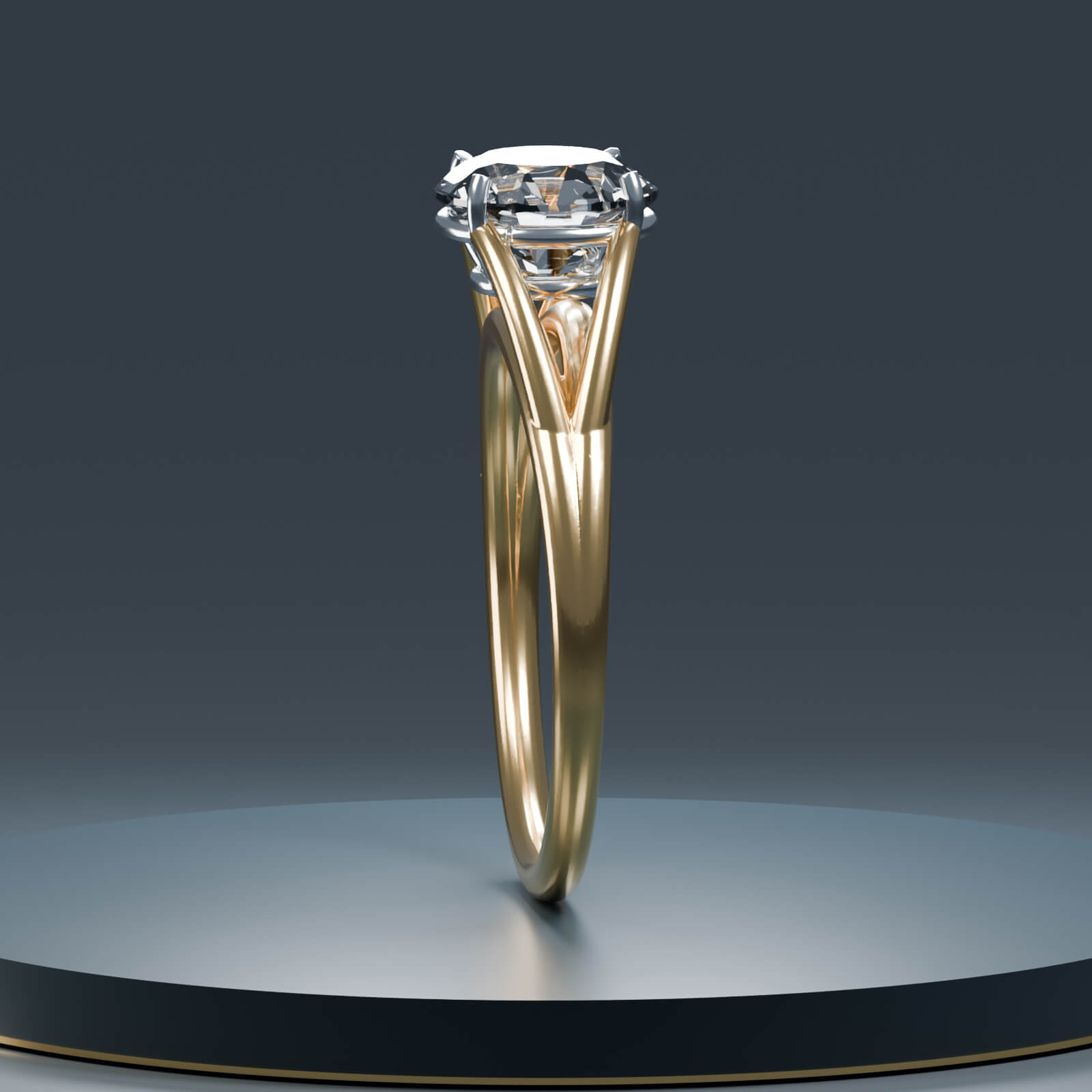 Aurelia Split Cathedral Diamond Ring Jewelry Model 3D Model