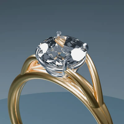 Aurelia Split Cathedral Diamond Ring Jewelry Model 3D Model