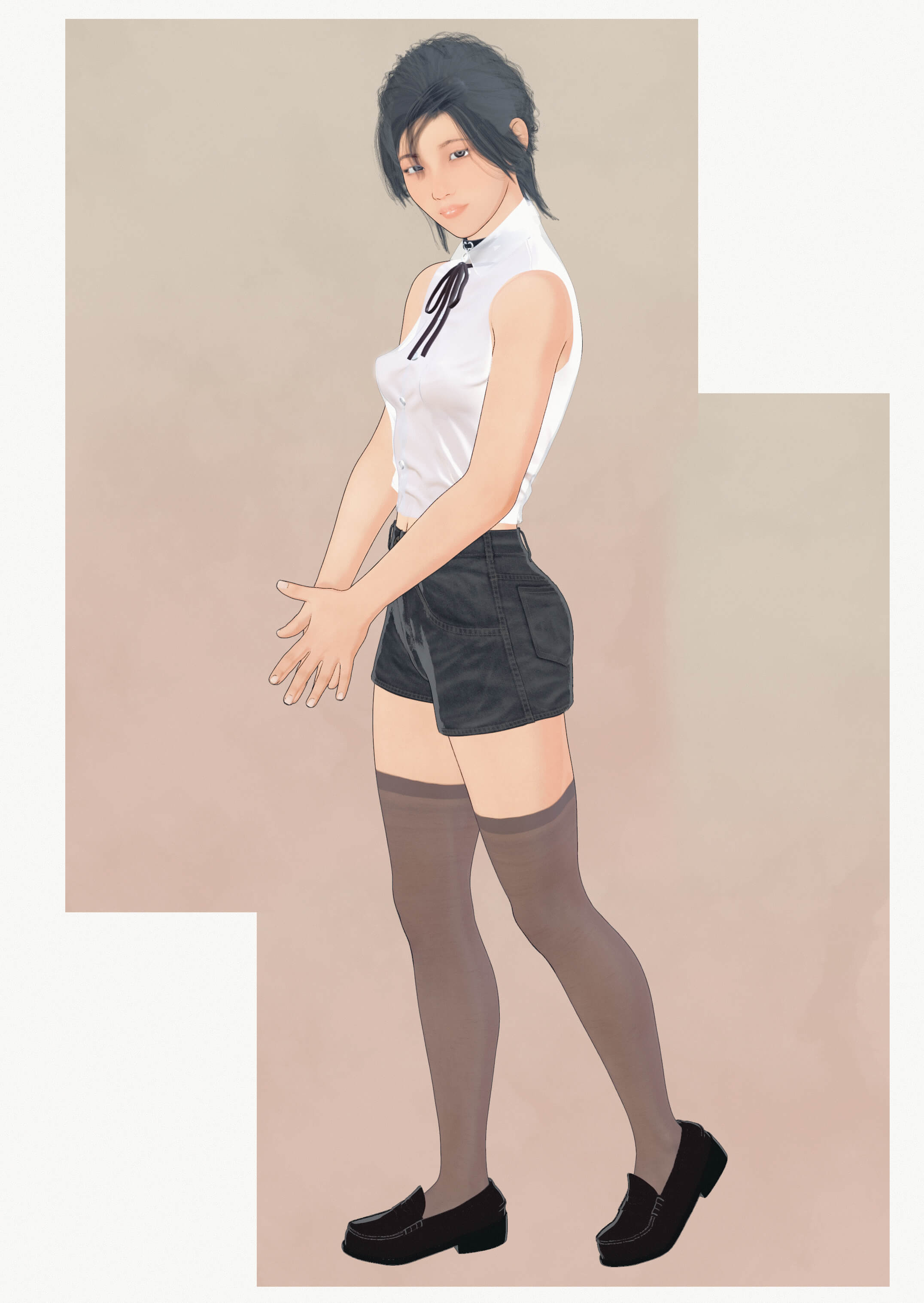 Toon Reze in a Traditional Japanese Art Style 3D Render, Digital Artwork by snakeskinjkt