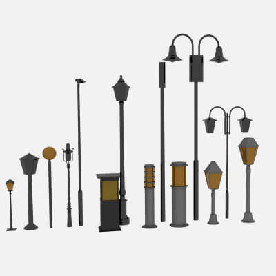 3D Street Lamp Models Collection – High Poly Game-Read