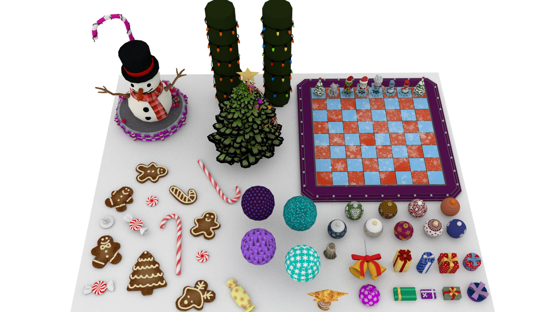 Christmas Props Collection 3D Model &ndash Festive Holiday 3D Model