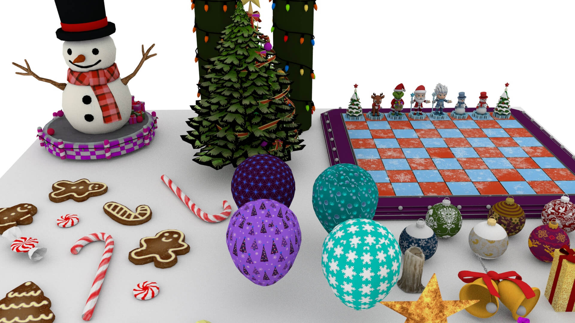 Christmas Props Collection 3D Model &ndash Festive Holiday 3D Model