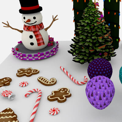 Christmas Props Collection 3D Model – Festive Holiday