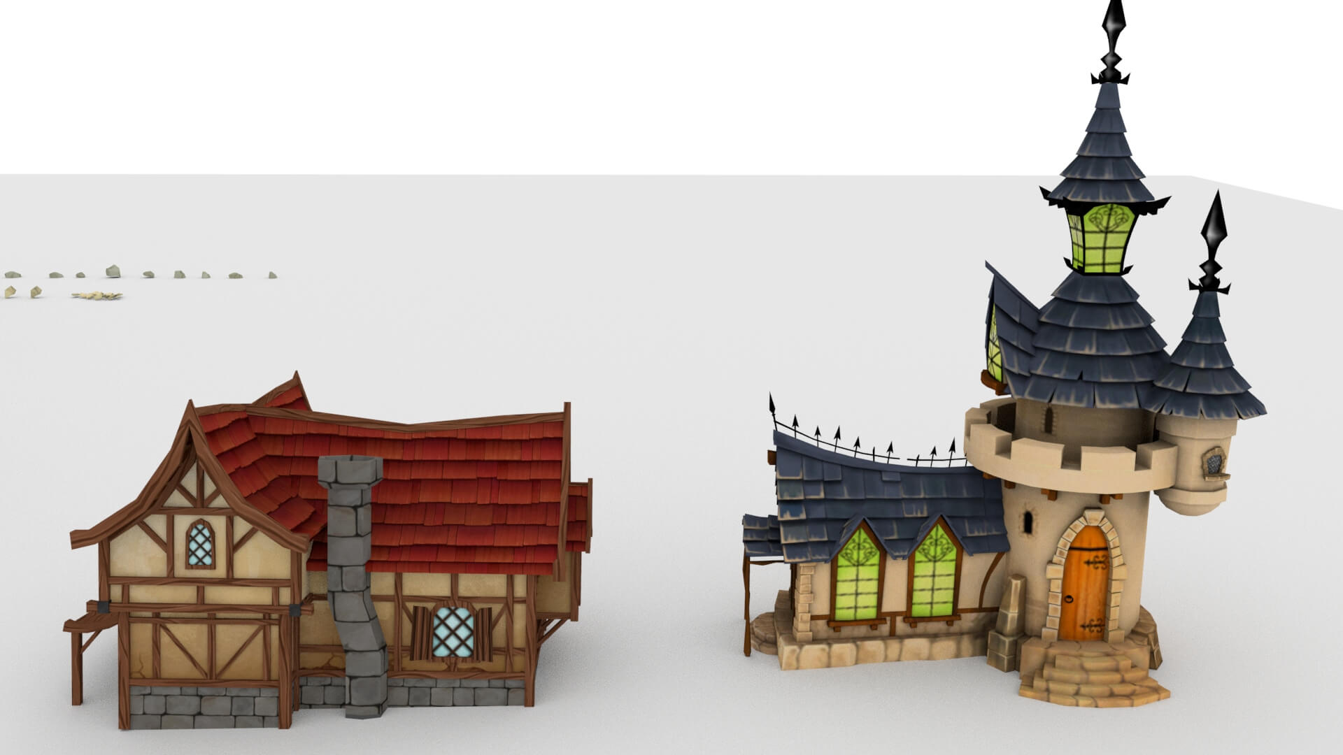 Fantasy Medieval Village Pack &ndash Stylized Medieval Buil 3D Model