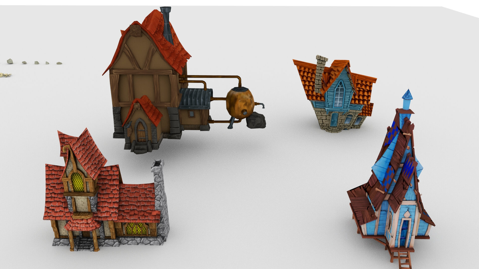 Fantasy Medieval Village Pack &ndash Stylized Medieval Buil 3D Model