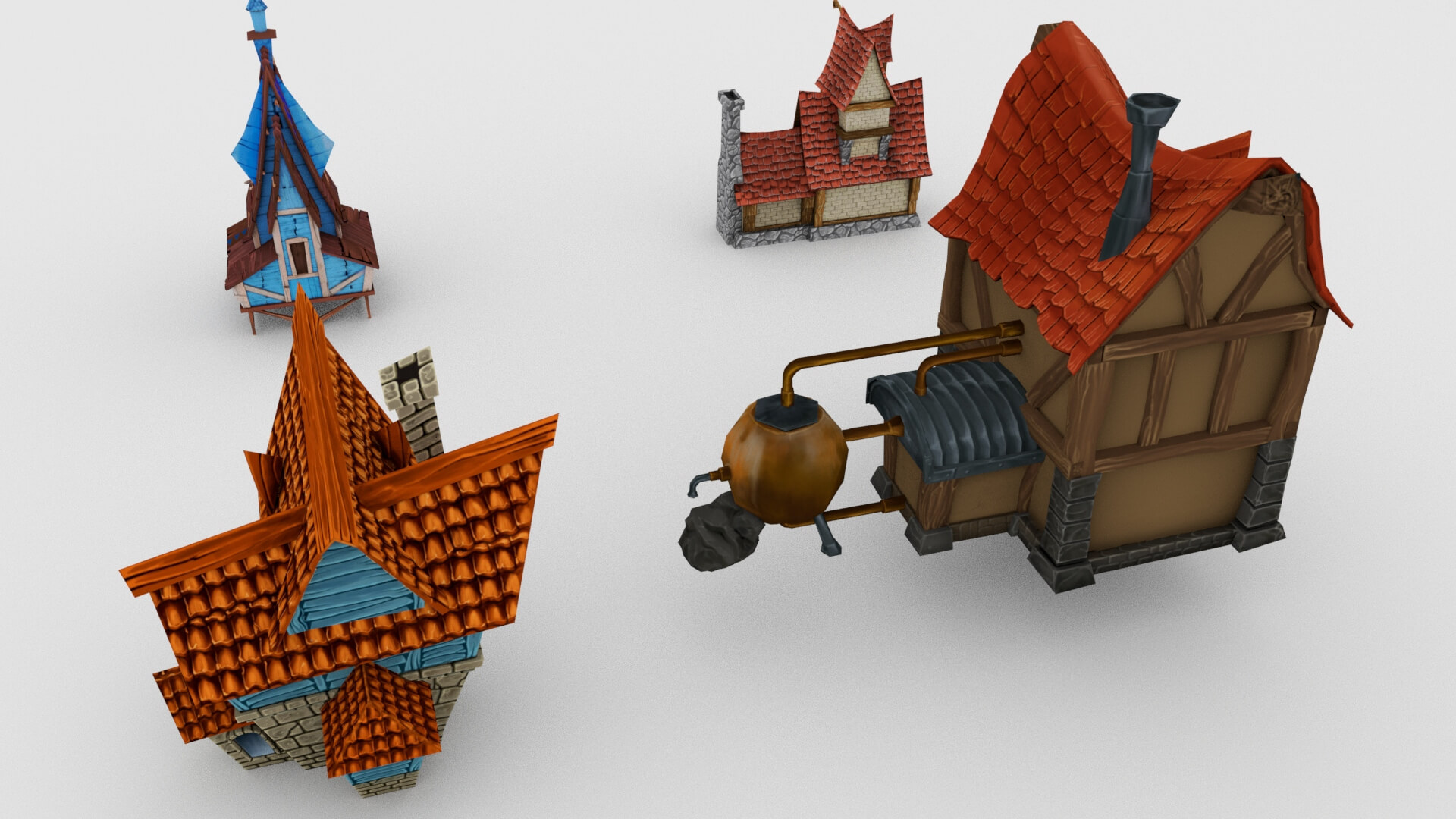 Fantasy Medieval Village Pack &ndash Stylized Medieval Buil 3D Model