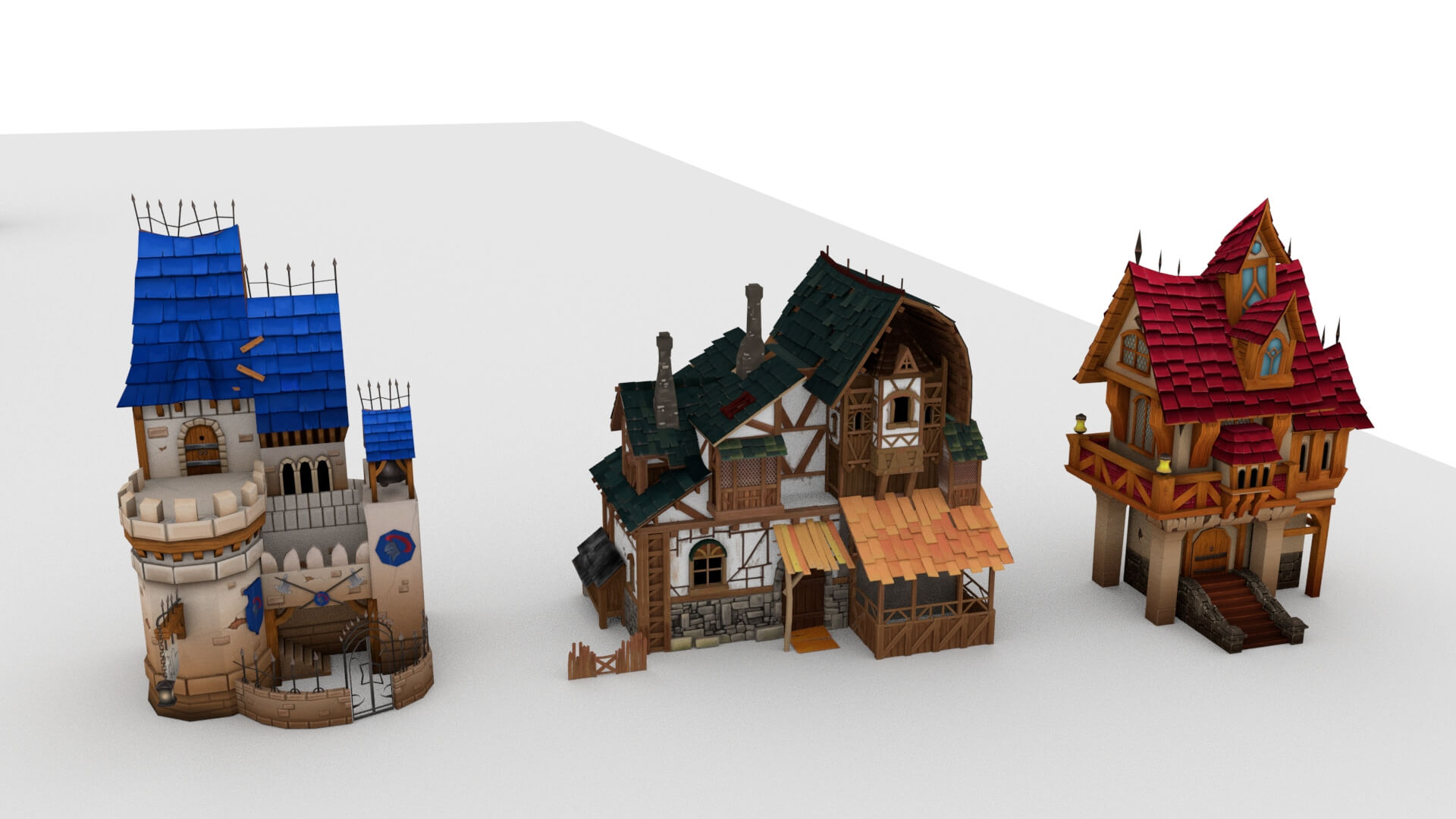 Fantasy Medieval Village Pack &ndash Stylized Medieval Buil 3D Model