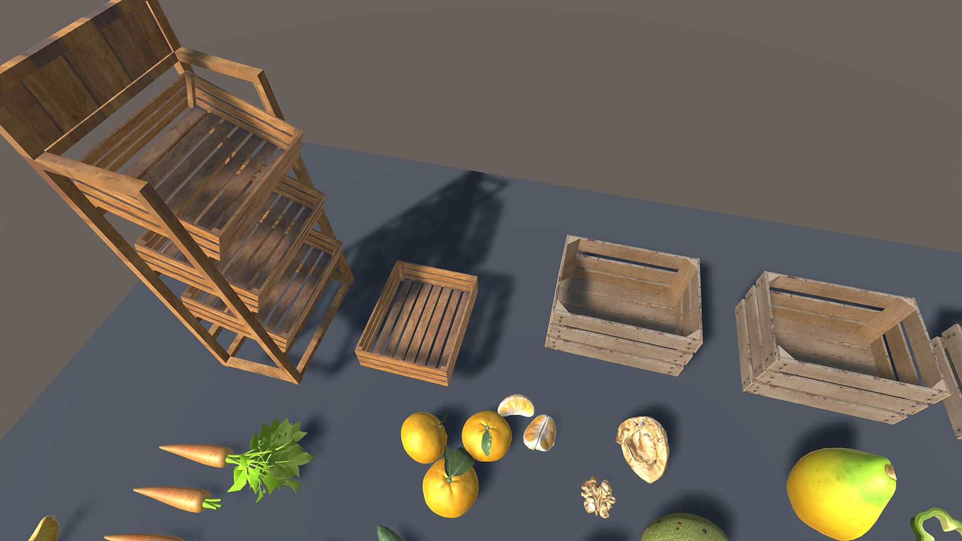Fruits and Vegetables 3D Asset Pack with Wooden Crates &ampndas 3D Model
