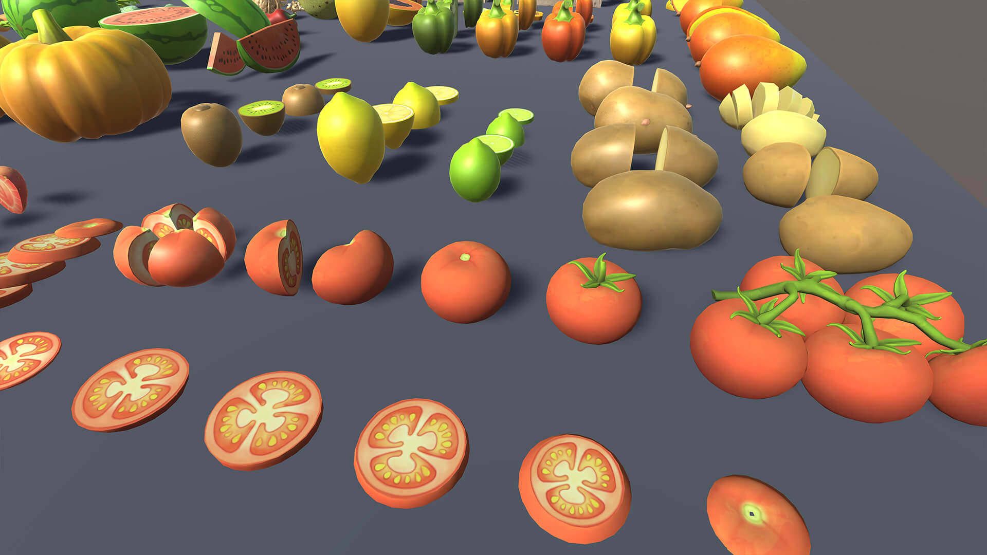 Fruits and Vegetables 3D Asset Pack with Wooden Crates &ampndas 3D Model