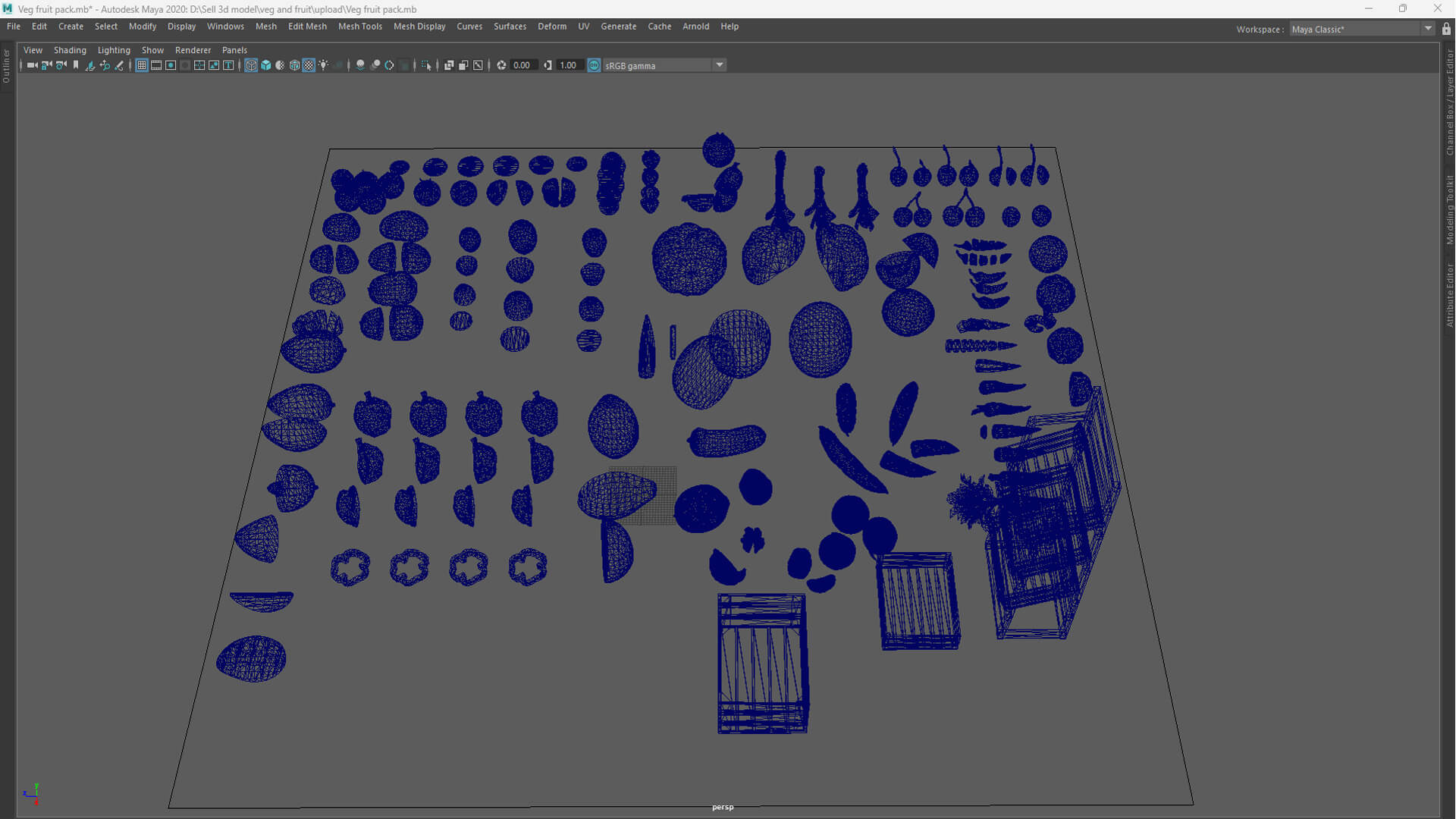 Fruits and Vegetables 3D Asset Pack with Wooden Crates &ndas 3D Model