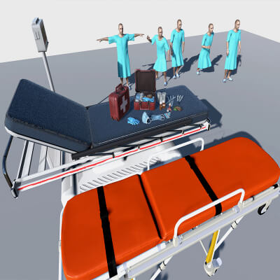 Hospital Props and Patient Animated Character