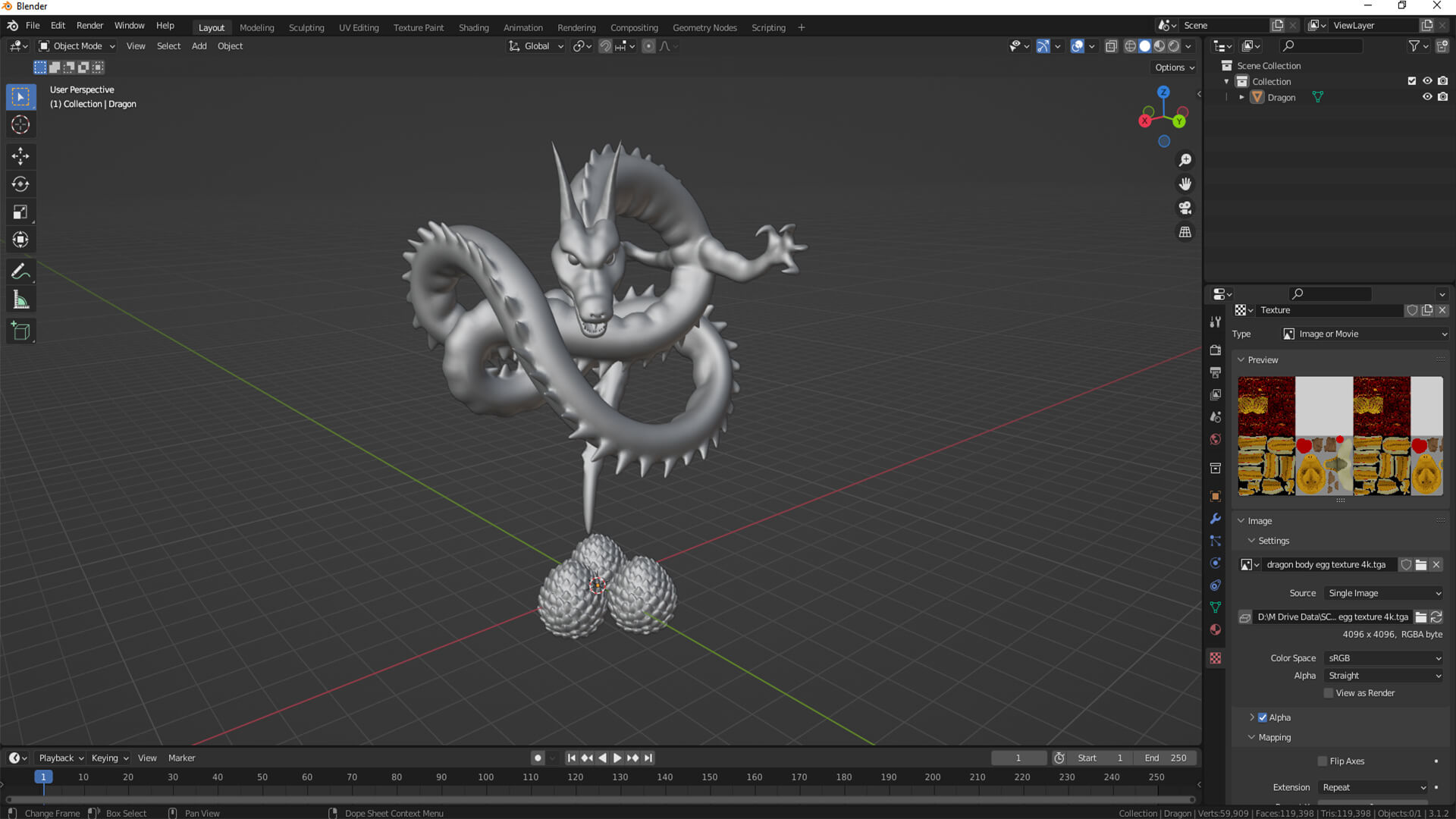Mythical Golden Serpent Dragon &amp Dragon Eggs Pack 3D Model