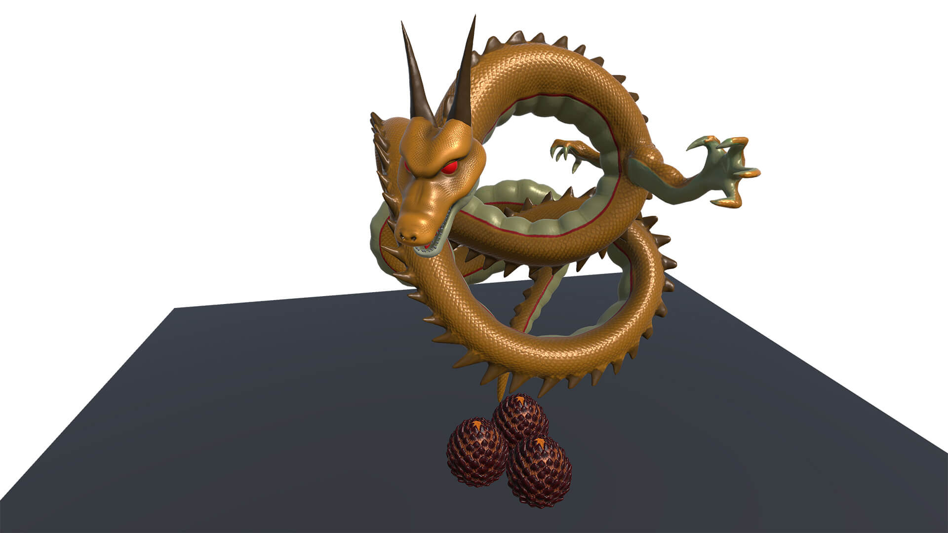 Mythical Golden Serpent Dragon &amp Dragon Eggs Pack 3D Model