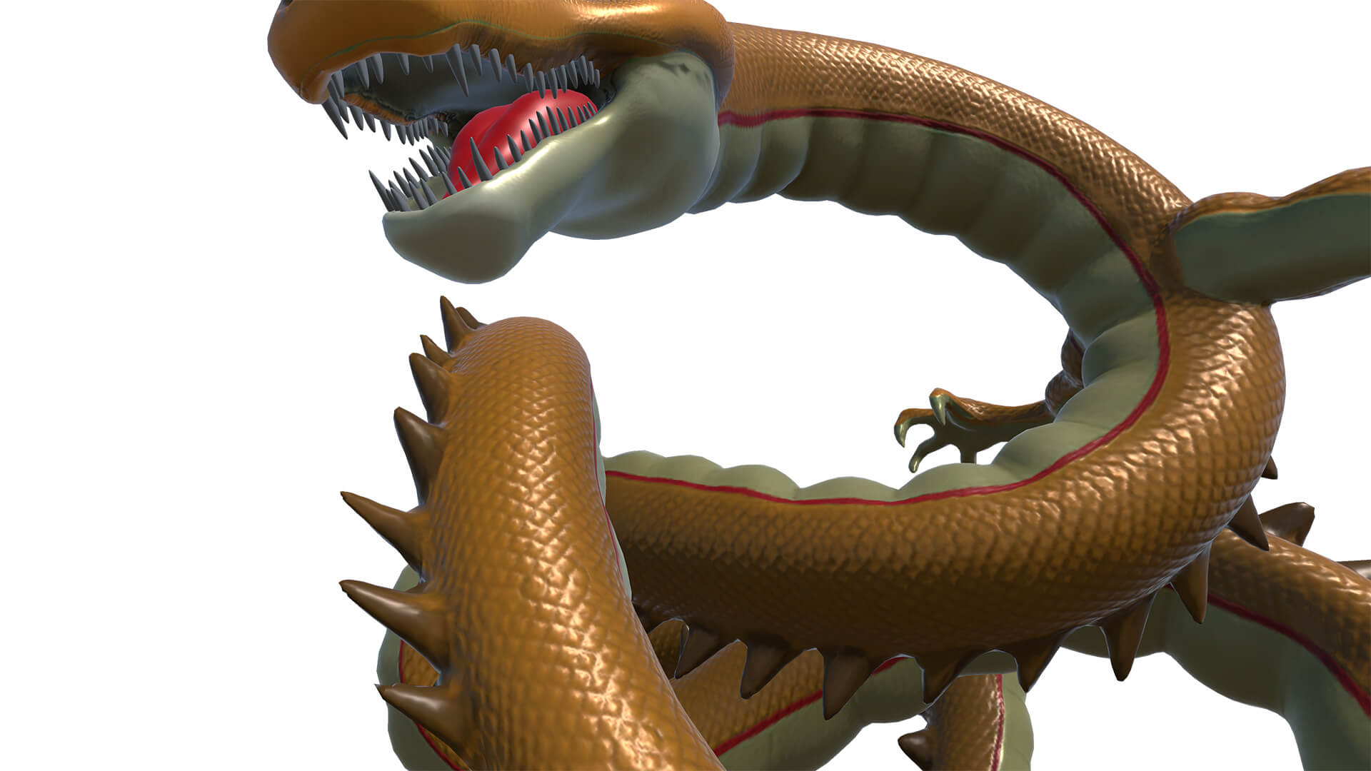 Mythical Golden Serpent Dragon & Dragon Eggs Pack 3D Model