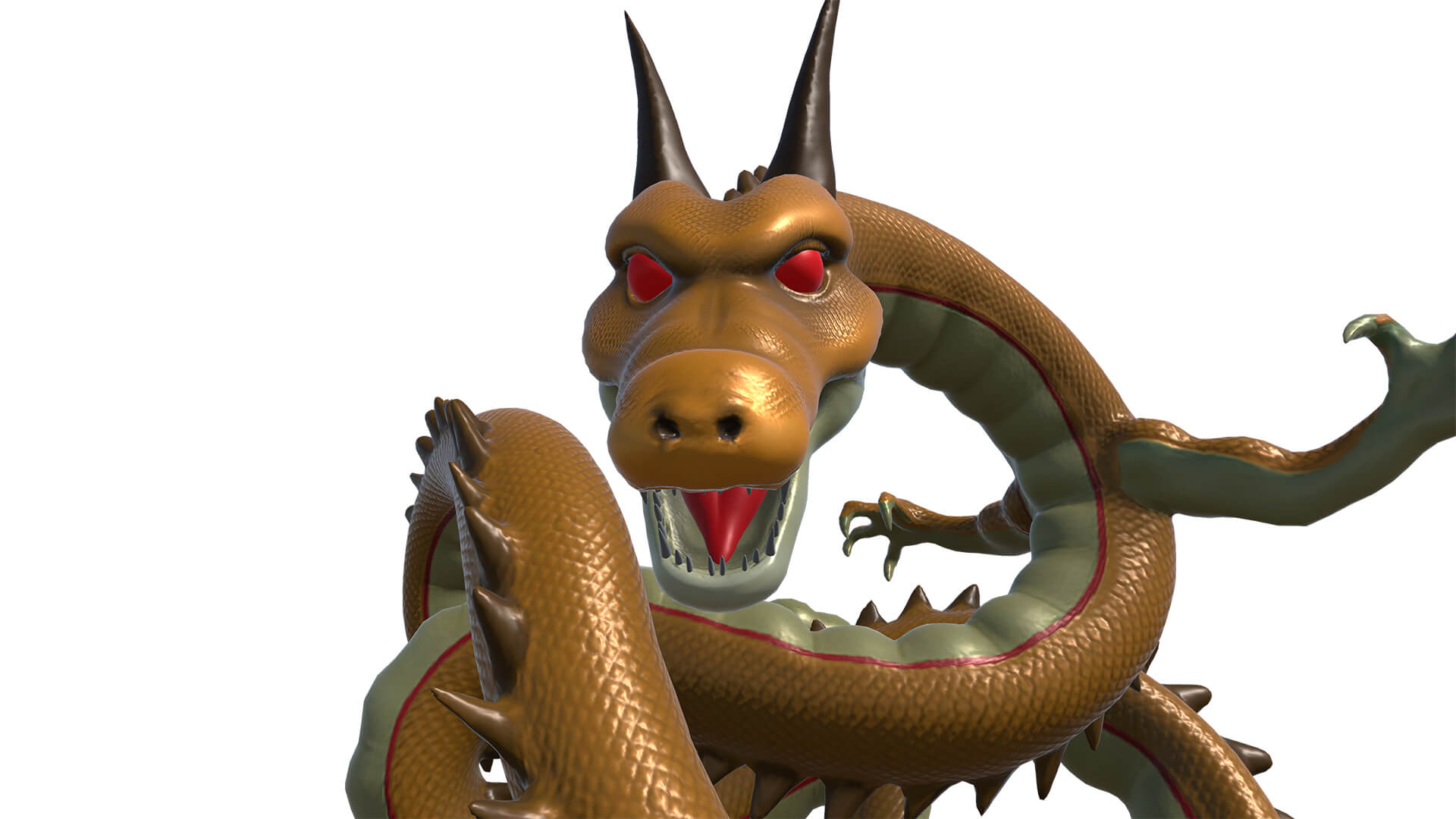 Mythical Golden Serpent Dragon & Dragon Eggs Pack 3D Model