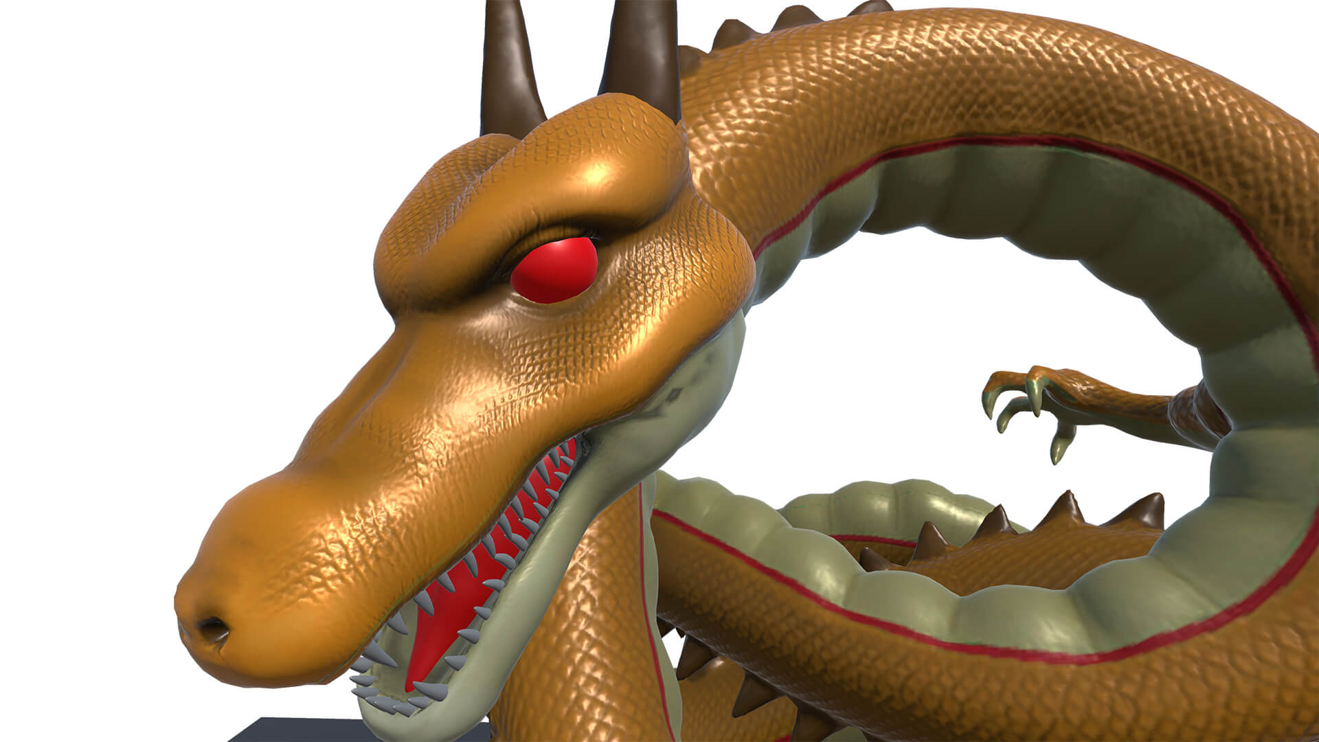 Mythical Golden Serpent Dragon & Dragon Eggs Pack 3D Model