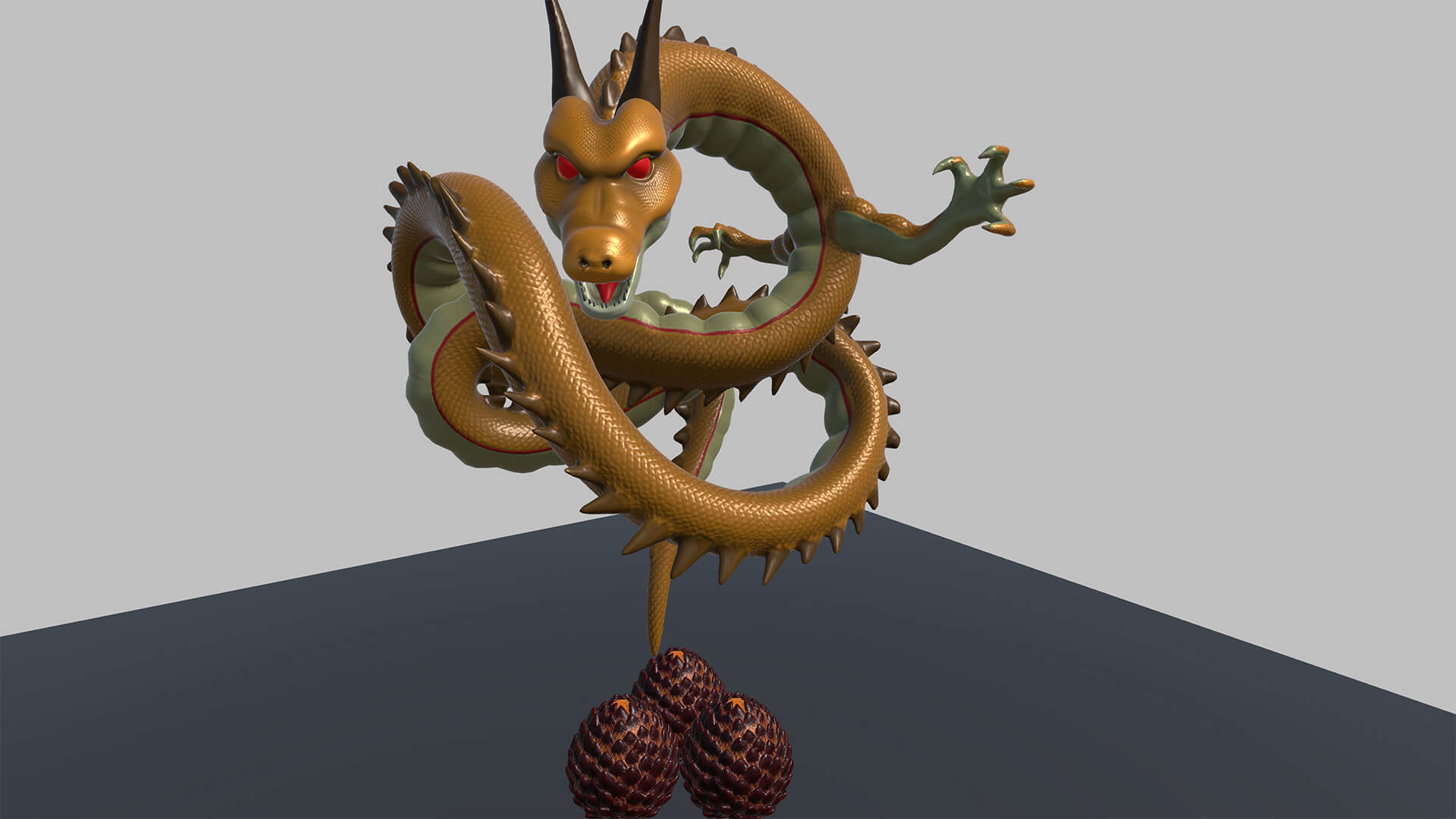 Mythical Golden Serpent Dragon &amp Dragon Eggs Pack 3D Model