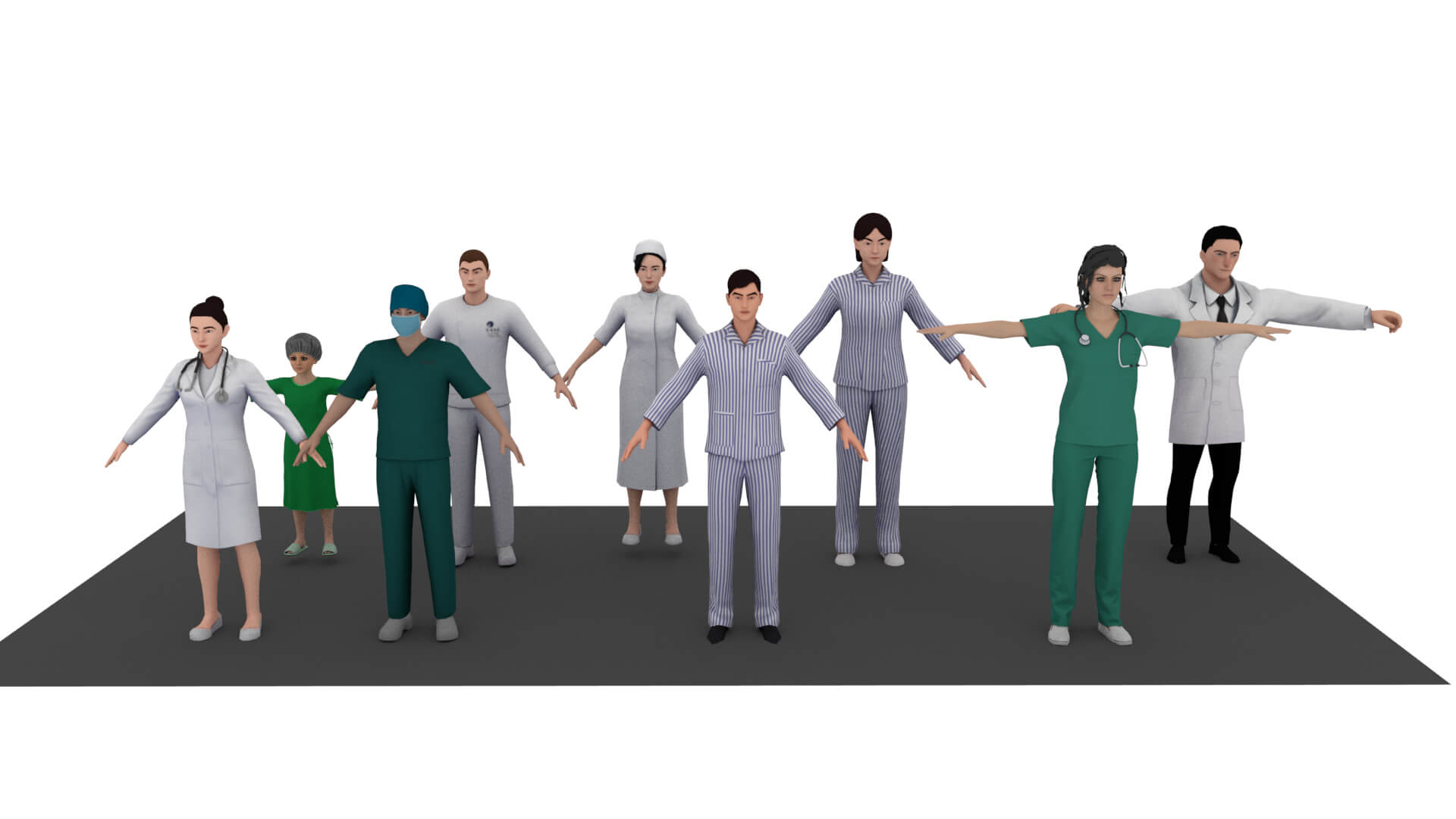 Realistic Hospital Staff Characters Pack &ndash Doctors Nu 3D Model