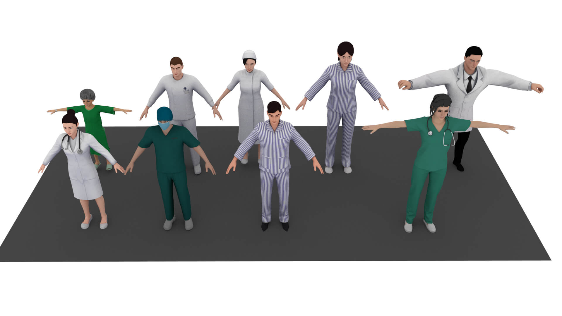 Realistic Hospital Staff Characters Pack &ndash Doctors Nu 3D Model