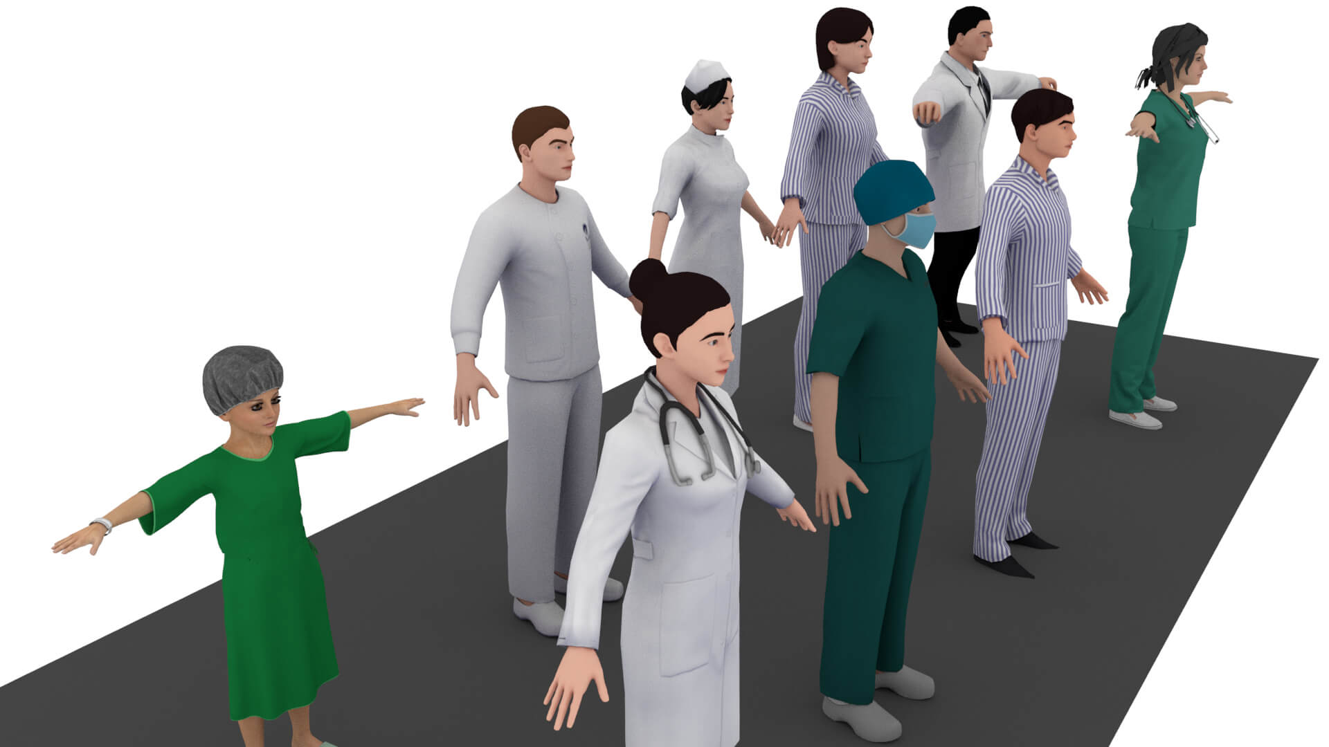 Realistic Hospital Staff Characters Pack &ndash Doctors Nu 3D Model
