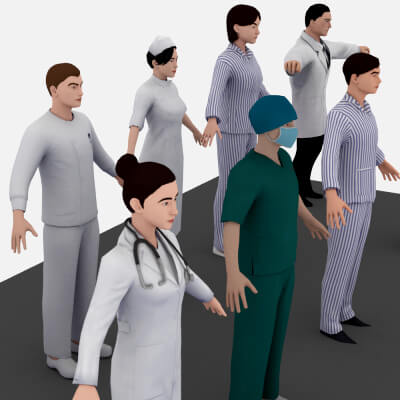 Realistic Hospital Staff Characters Pack &ndash; Doctors, Nu