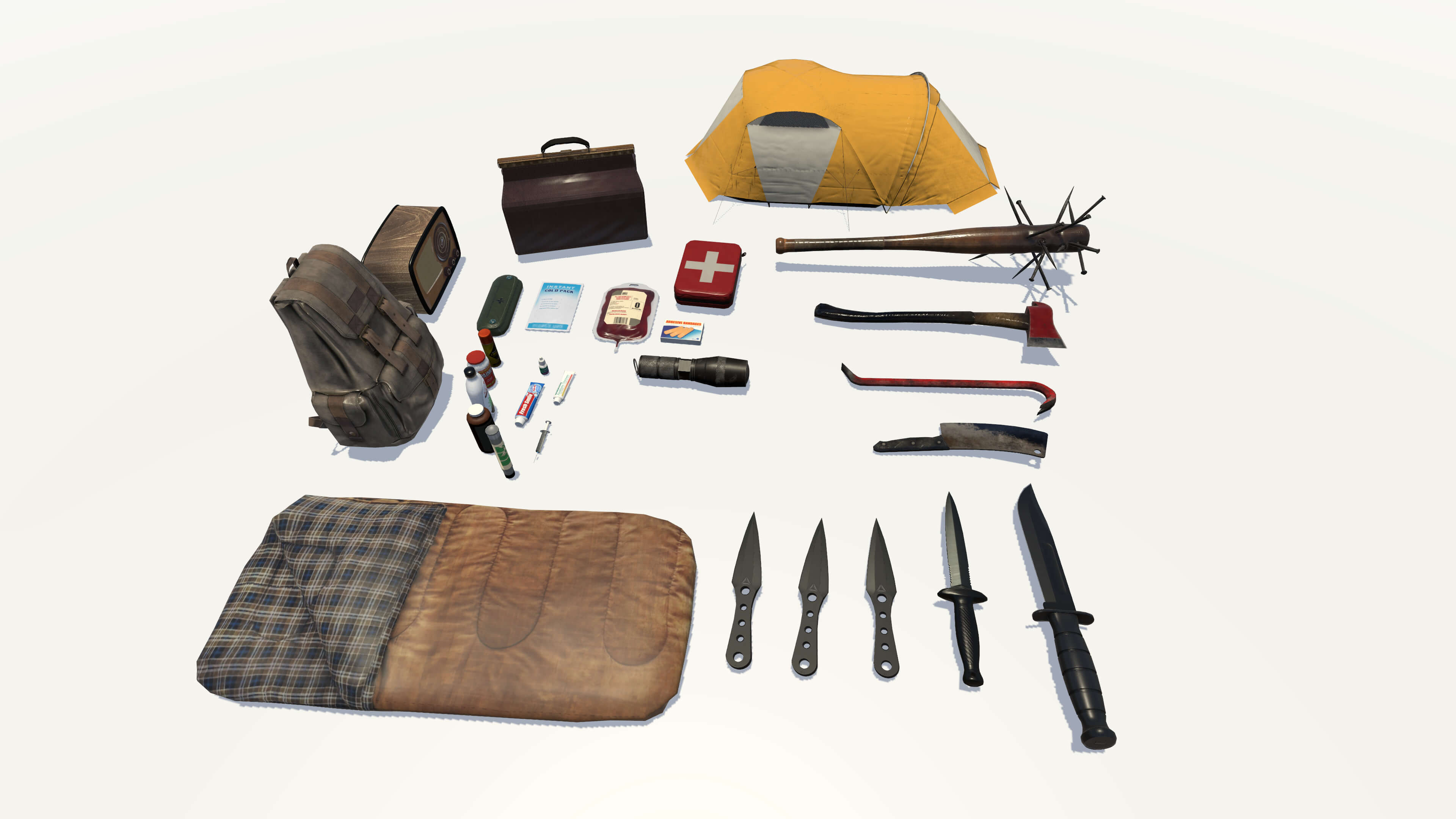 Realistic Survival Camping Props Pack 3D Model