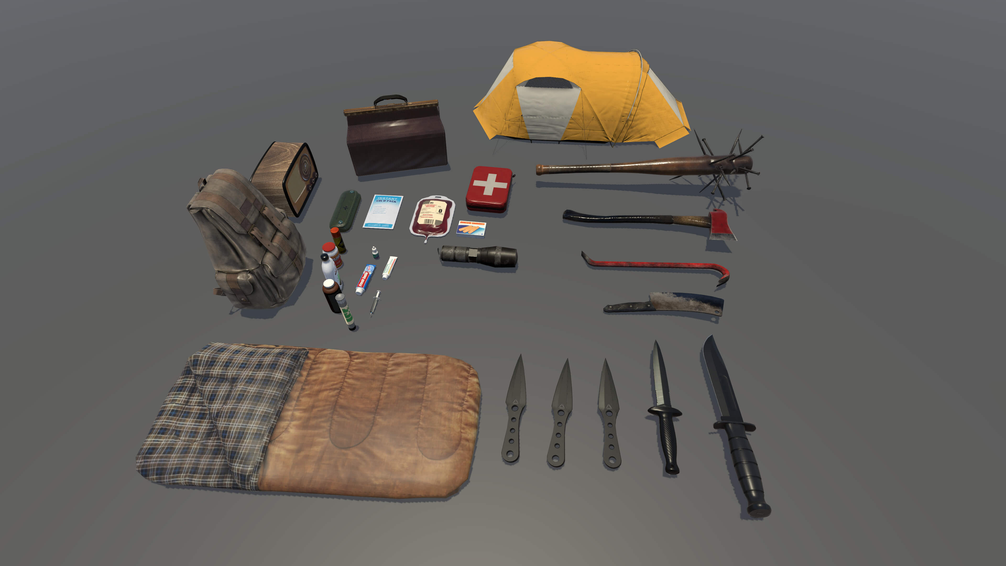 Realistic Survival Camping Props Pack 3D Model