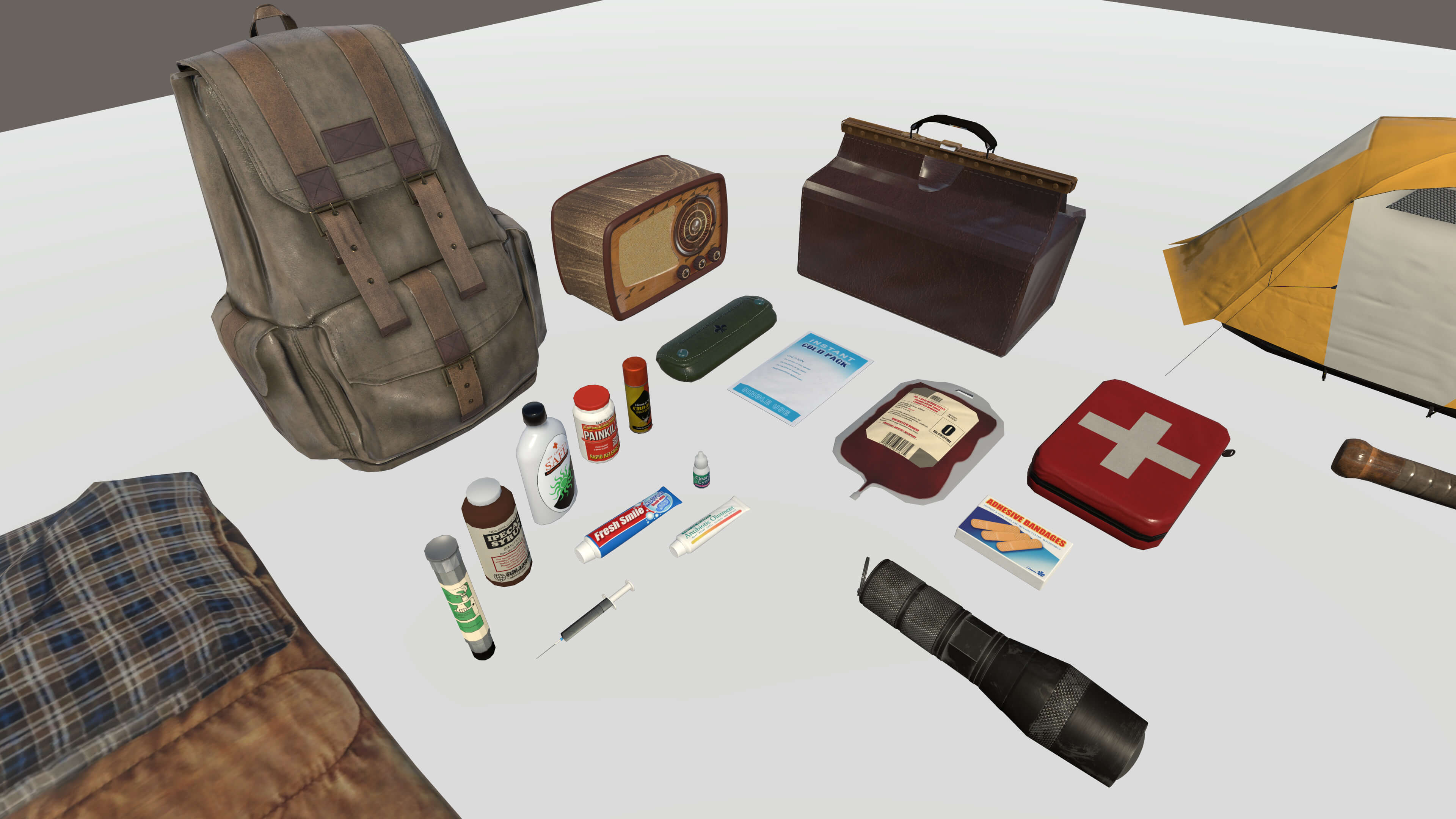 Realistic Survival Camping Props Pack 3D Model