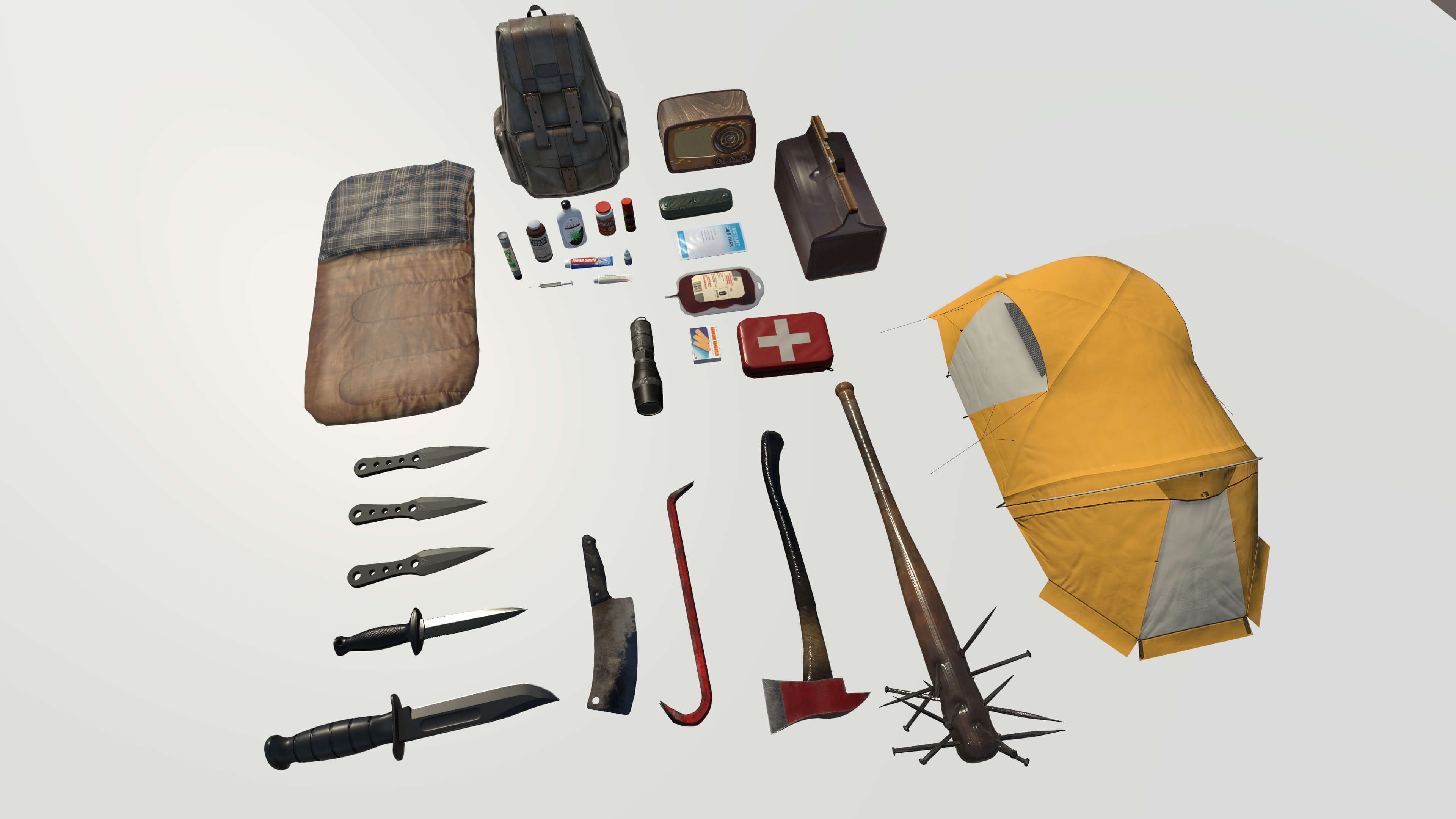 Realistic Survival Camping Props Pack 3D Model