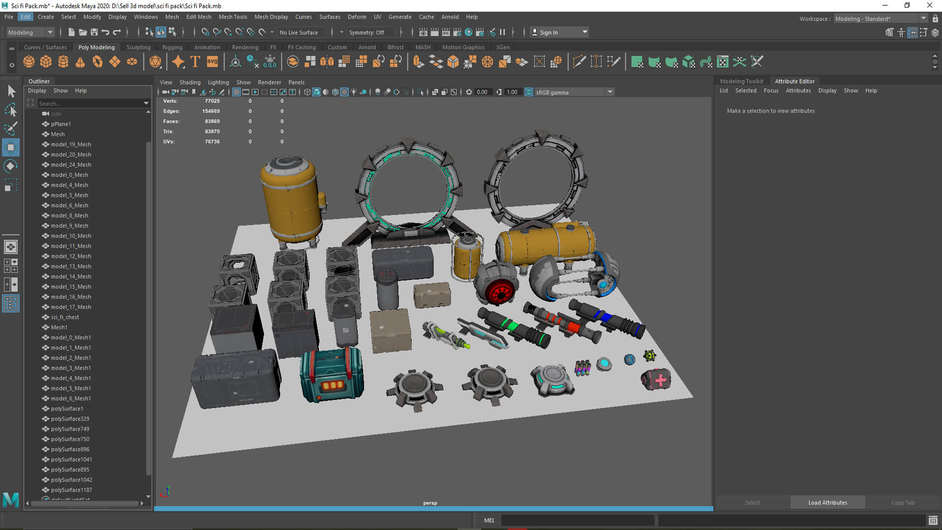 Sci-Fi Environment and Prop 3D Model Pack 3D Model