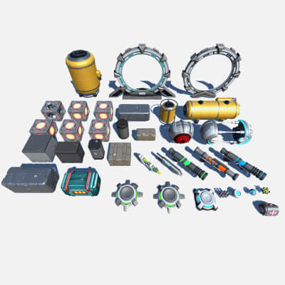 Sci-Fi Environment and Prop 3D Model Pack