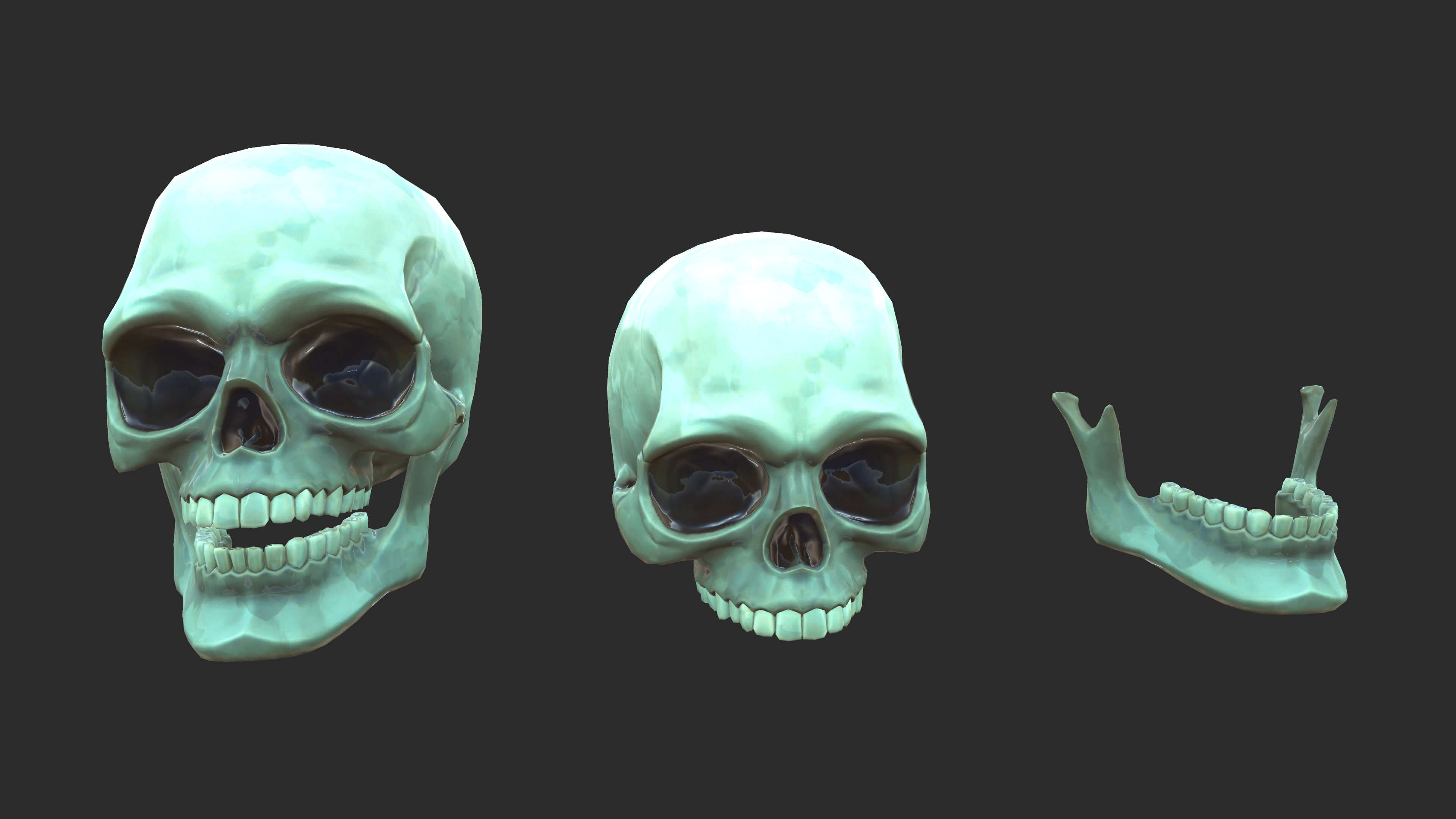 Stylized 3D Skull Collection with Viking Helmet & Cyber 3D Model