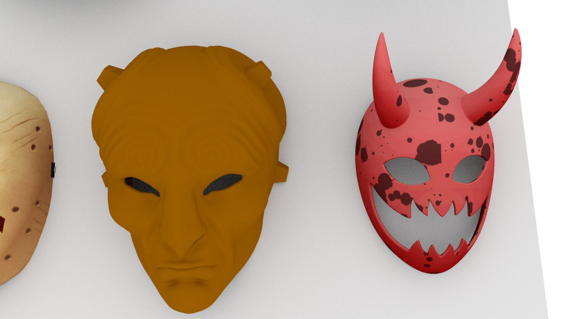 Stylized Halloween Horror Props and Masks Pack 4k Pbr 3D Model